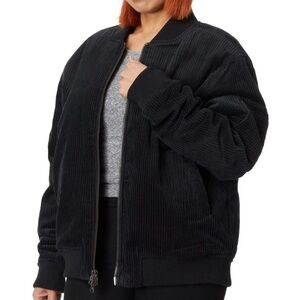 Women’s Black Corduroy Bomber Jacket Sz M NWT Fall Winter Coat Outerwear